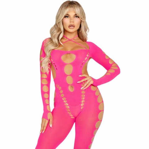 Leg Avenue Bodystocking Rożowe z Odkrytymi Plecami Uniwersalny