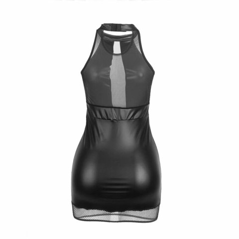 SUBBLIME 955489 Czarna sukienka halter z detalami z siateczki L/XL
