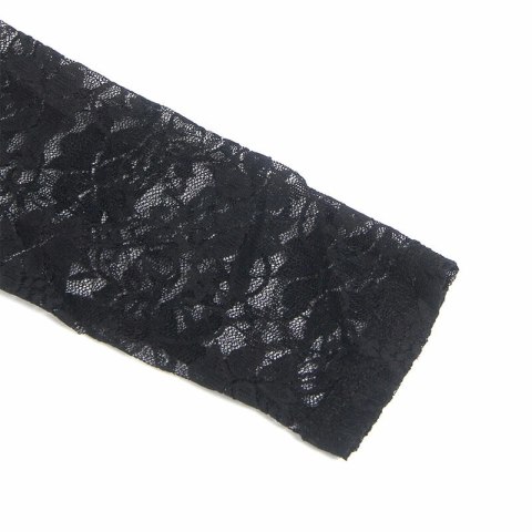 SUBBLIME 955595 Sukienka Długi Rękaw Czarna Koronka PU Skora S/M