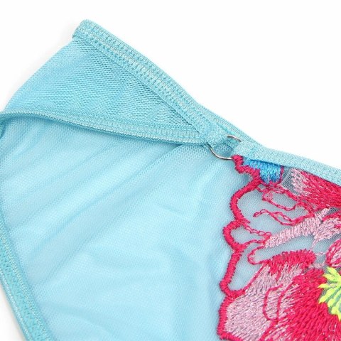 SUBBLIME 957643 Komplet Bielizny Kwiatowy Haft Rożowy S/M z Pasem