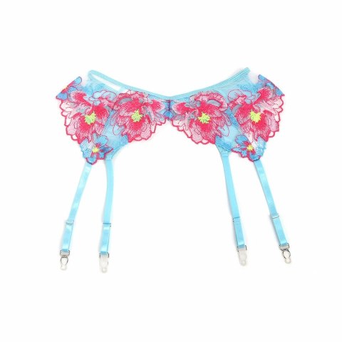 SUBBLIME 957643 Komplet Bielizny Kwiatowy Haft Rożowy S/M z Pasem