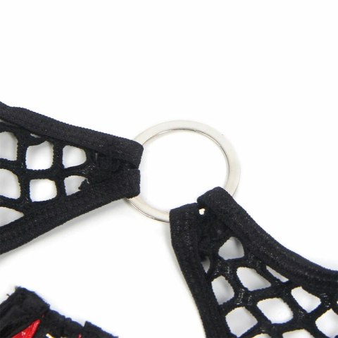 SUBBLIME Biustonosz lakierowany z siatką, zamek, czerwony S/M