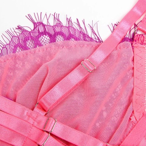 SUBBLIME Komplet z Koronką i Liniami, rożowo-fioletowy L/XL