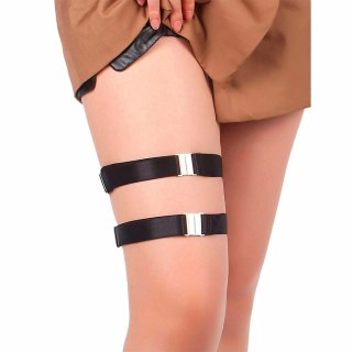 SUBBLIME Regulowane klamry na nogi czarne PU elastyczne paski