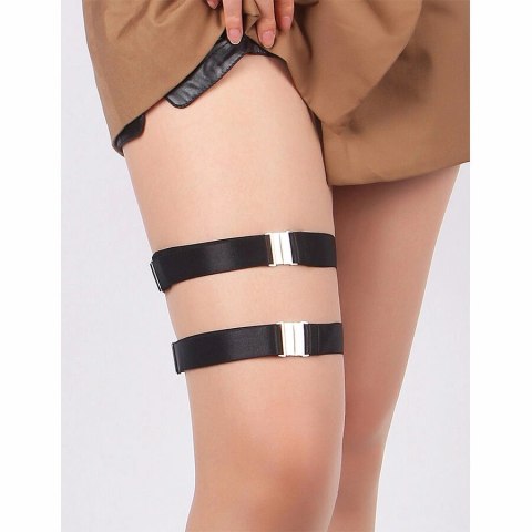 SUBBLIME Regulowane klamry na nogi czarne PU elastyczne paski