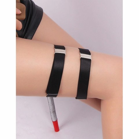 SUBBLIME Regulowane klamry na nogi czarne PU elastyczne paski