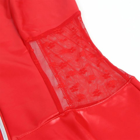 SUBBLIME Sukienka Czerwona Skorzana z Koronką i Zamkiem S/M