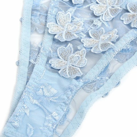SUBBLIME Zestaw bielizny Blue Floral - haftowana koronka, S/M