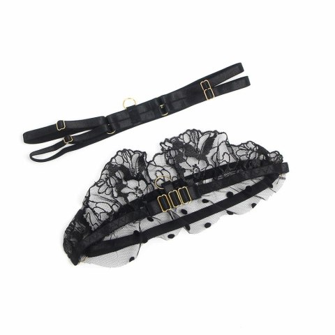 SUBBLIME komplet koronkowy czarny L/XL - biustonosz i pas do pończoch