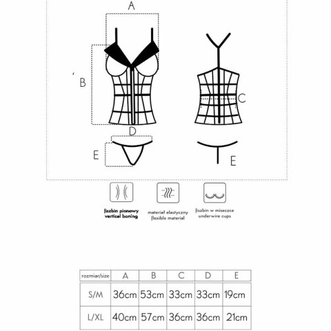 LivCo Corsetti Laura LC 20215 Gorset z Stringami L/XL Czarny-Beżowy