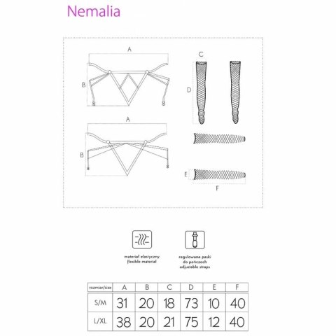 Livco Corsetti Fashion Nemalia - Zestaw L/XL Czarny: Pas, Pończochy, Rękawiczki