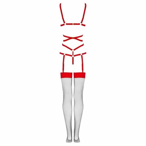 Livco Corsetti Thiara LC 20213 Komplet body z pończochami czerwony S/M