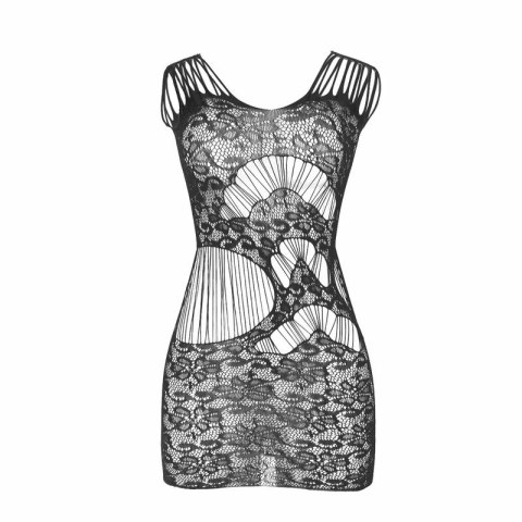 Subblime 951771 długa sukienka z siateczki, czarna, open back, uniwersalna