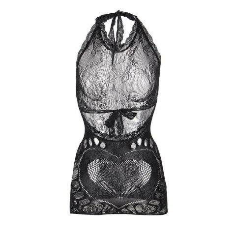 Subblime 952075 Czarna sukienka z siateczki mini z sercem, uniwersalna