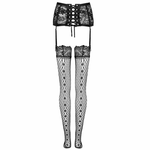 LivCo Corsetti Fashion Jelly - Pas do pończoch i pończochy czarne, koronka