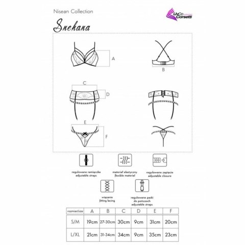 LivCo Corsetti Snehana LC 90443 czarny komplet koronkowy 3-częściowy