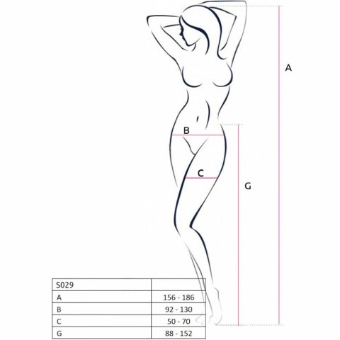 PASSION S029 Białe pończochy z podwiązką, uniwersalny rozmiar