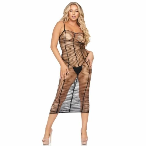 Leg Avenue Maxi Sukienka z Poziomej Siatki Czarna One Size