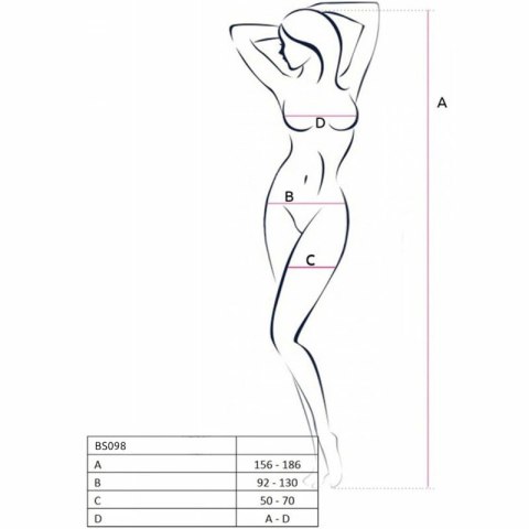 PASSION BS098 Bodystocking Czarny Elastyczny Jeden Rozmiar