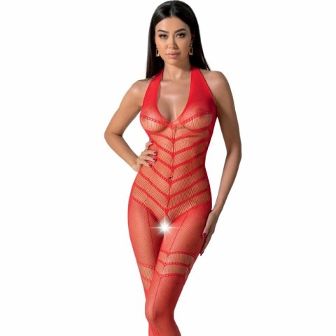 PASSION BS100 Siatkowy Bodystocking Czerwony, uniwersalny rozmiar
