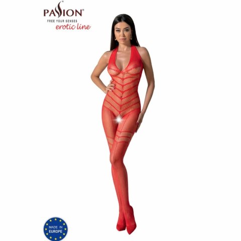 PASSION BS100 Siatkowy Bodystocking Czerwony, uniwersalny rozmiar