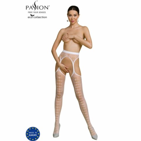 PASSION ECO Collection Bodystocking S008 biały z tkanin z recyklingu