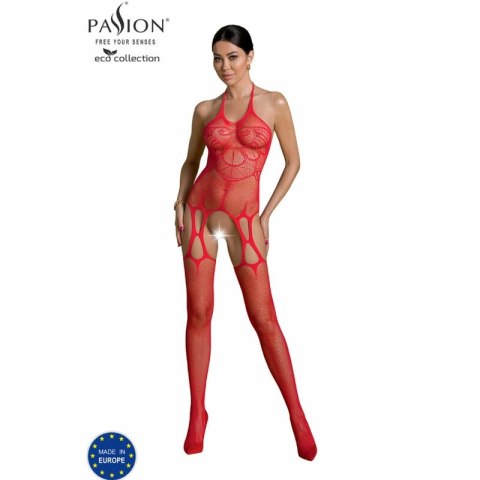 PASSION Eco Collection Bodystocking BS002 czerwony, ekologiczny materiał