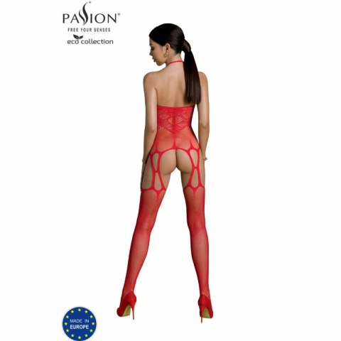 PASSION Eco Collection Bodystocking BS002 czerwony, ekologiczny materiał