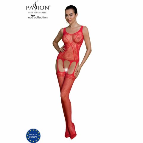 PASSION Eco Collection Bodystocking BS007 czerwony z materiałow z recyklingu