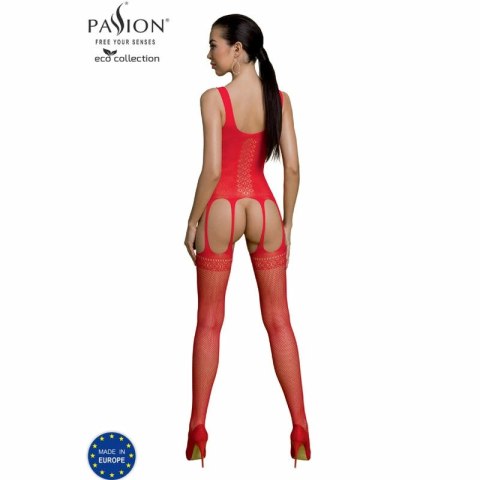 PASSION Eco Collection Bodystocking BS007 czerwony z materiałow z recyklingu
