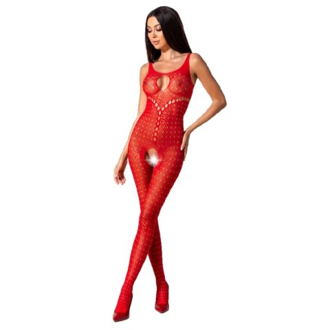 Passion BS078 Bodystocking, czerwony, koronka, uniwersalny rozmiar