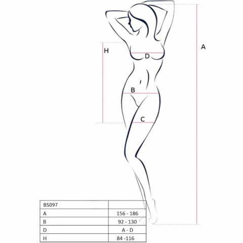 Passion BS097 Czarny Bodystocking elastyczny z koronką One Size
