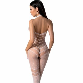 Passion BS100 Bodystocking Biały Uniwersalny - Elastyczna Siatka i Koronka