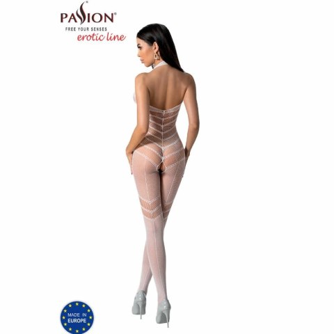 Passion BS100 Bodystocking Biały Uniwersalny - Elastyczna Siatka i Koronka