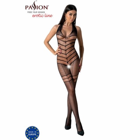 Passion BS100 Bodystocking Czarny Siatkowy Jednolite Wykończenie One Size