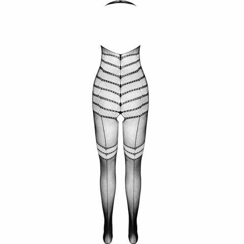 Passion BS100 Bodystocking Czarny Siatkowy Jednolite Wykończenie One Size