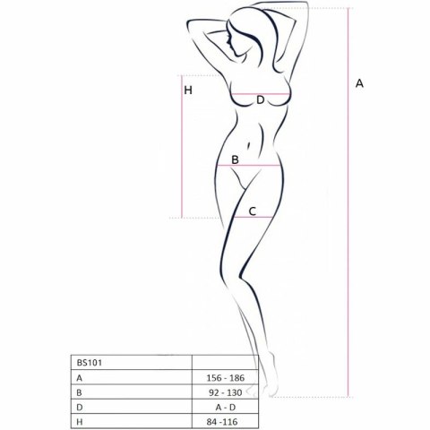 Passion BS101 białe bodystocking siateczkowe, jeden rozmiar