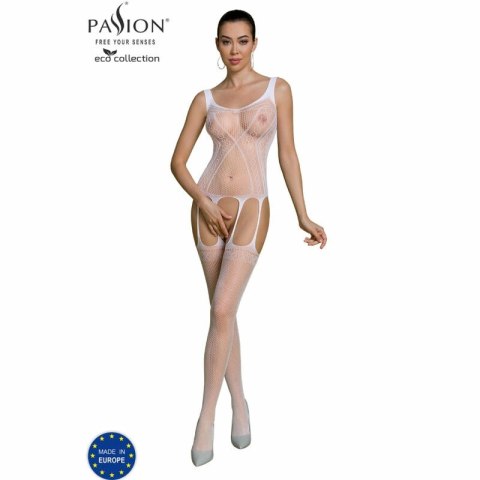 Passion Eco Collection Bodystocking BS007 biały - ekologiczna bielizna
