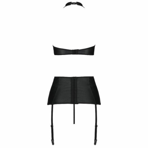 Passion Nancy Set L/XL - Komplet z ekoskory, 3-częściowy, czarny