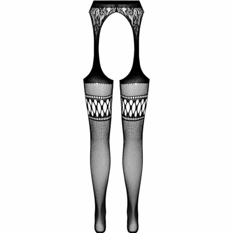 Passion S026 Czarny Model Rajstop z Efektem Podwiązki, Uniwersalny Rozmiar