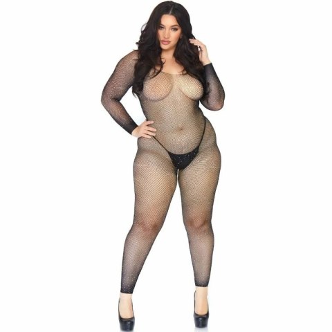 Leg Avenue Bodystocking siateczkowe kryształowe czarne 1X-2X
