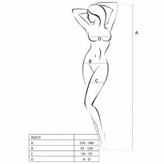 Passion BS019 bodystocking czarny, kabaretka, jeden rozmiar