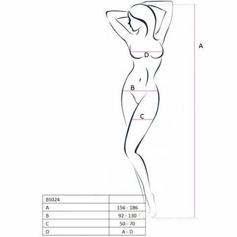Passion BS024 Bodystocking kabaretka biała, jeden rozmiar
