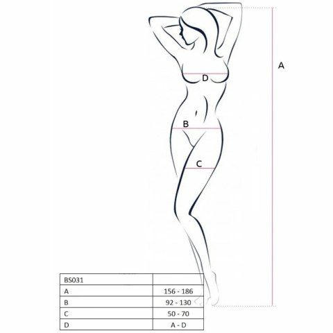Passion BS031 Bodystocking biała z haftem, jeden rozmiar