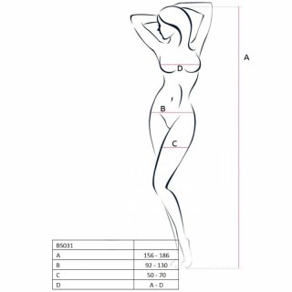 Passion BS031 Czerwone Bodystocking z Haftem, Jeden Rozmiar