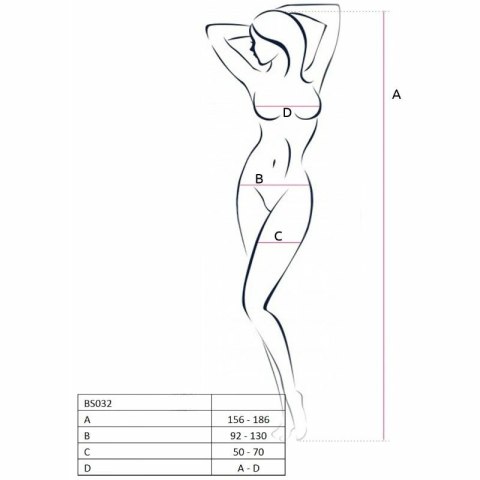 Passion BS032 Czerwone bodystocking kabaretka, jeden rozmiar