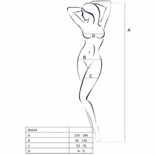 Passion BS034 Czerwone kabaretki bodystocking z haftem One Size
