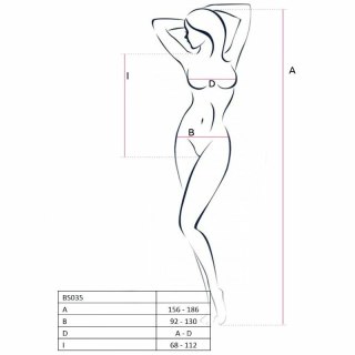 Passion BS035 Bodystocking kabaretka biały uniwersalny rozmiar