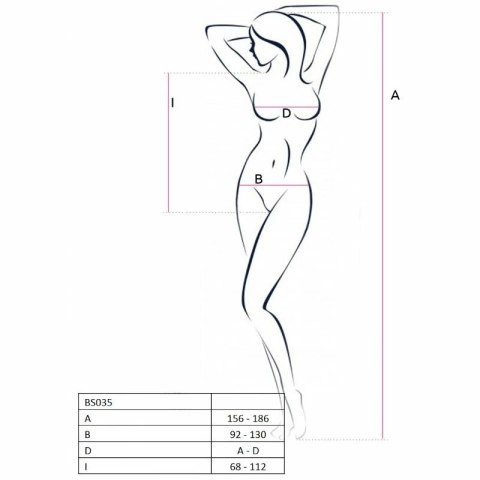 Passion BS035 Bodystocking kabaretka biały uniwersalny rozmiar