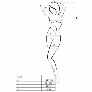 Passion BS036 Bodystocking biała, kabaretka, uniwersalny rozmiar